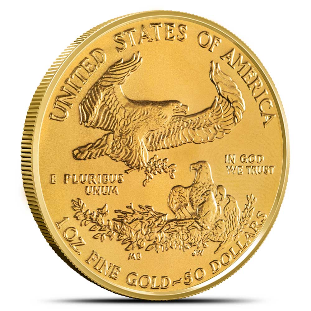 1 oz American Gold Eagle Coin – Reverse with Bald Eagle Design (Random Year)