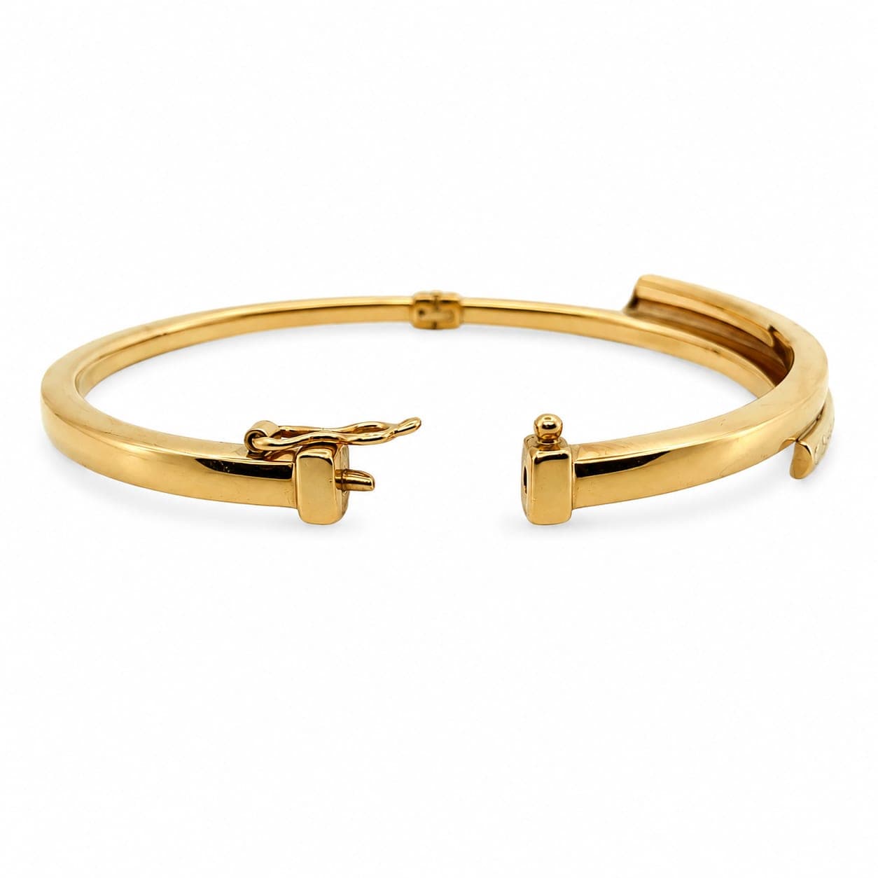 Milros 14K Yellow Gold Two-Tone Diamond-Cut Crossover Hinged Bangle Bracelet - Alternate view