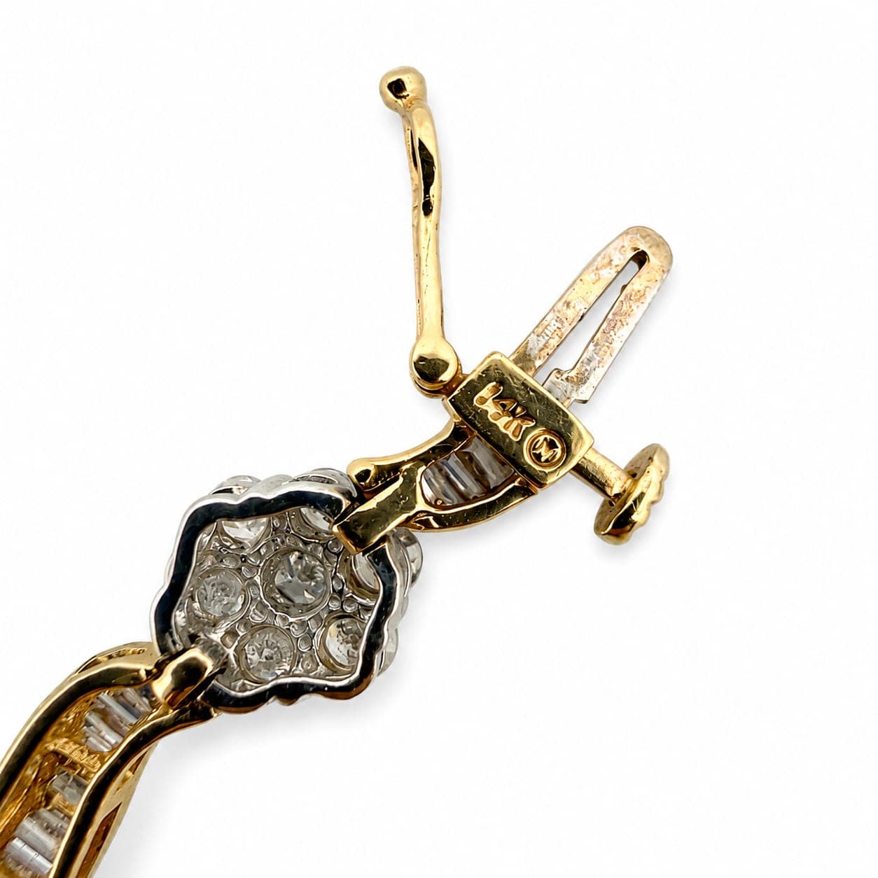 14K Two-Tone Gold Diamond Floral Cluster Link Bracelet, Approx. 4ct TW - Alternate view
