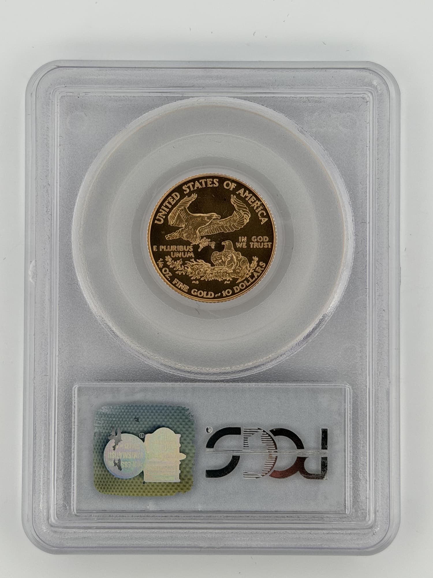 1999-W $10 American Gold Eagle Mint Error PCGS MS69 Struck w/Unfinished PR Dies - Alternate view
