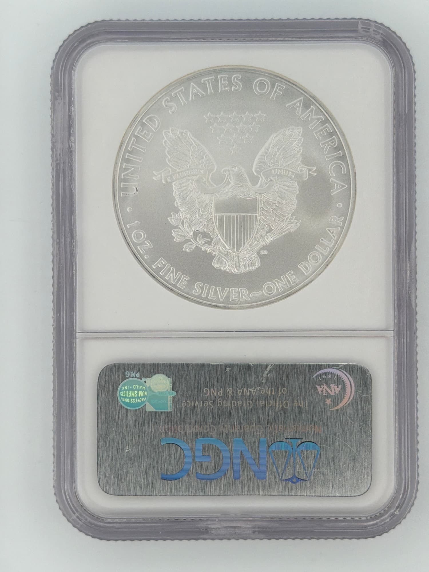 2008 American Silver Eagle $1 NGC Gem Uncirculated Early Releases - Alternate view