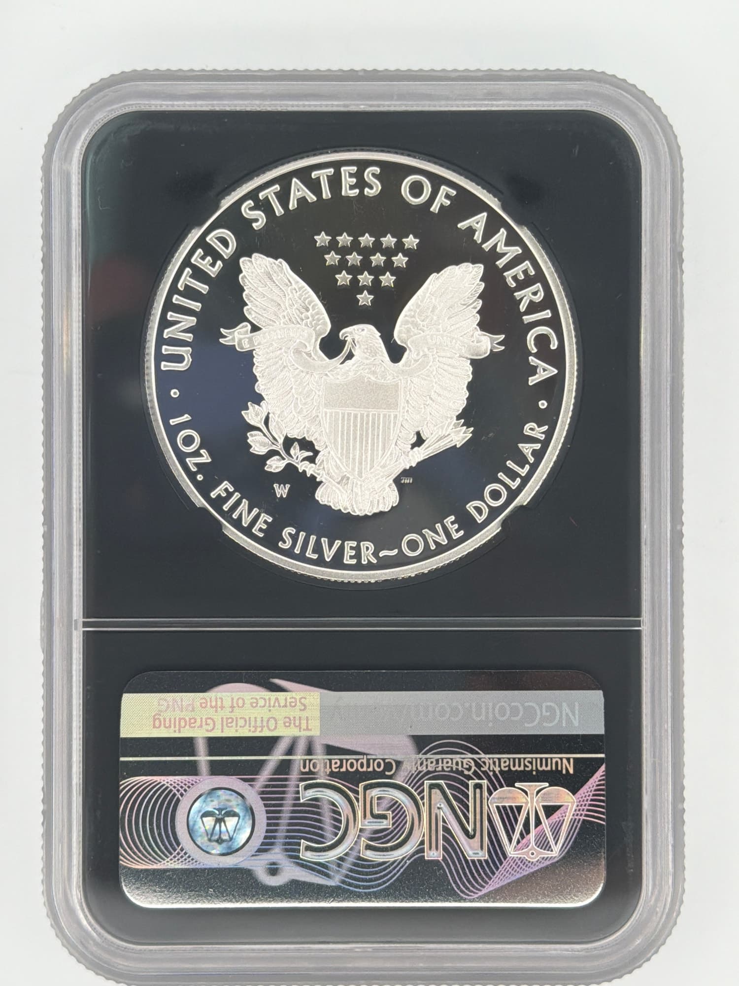 2021-W American Silver Eagle $1 NGC PF70 Ultra Cameo First Day of Issue Heraldic Eagle T-1 Mercanti Signed - Alternate view