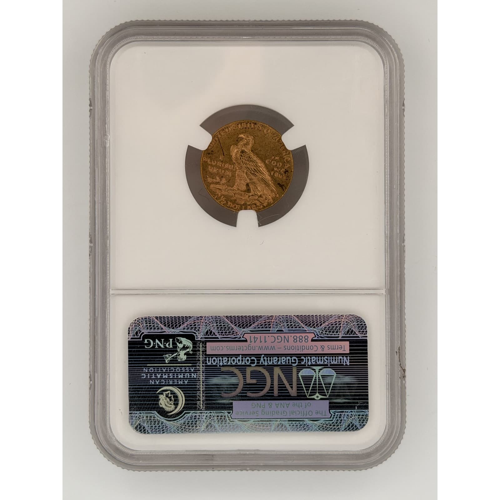 1915 Indian Head Quarter Eagle $2.50 Gold NGC MS60 - Alternate view