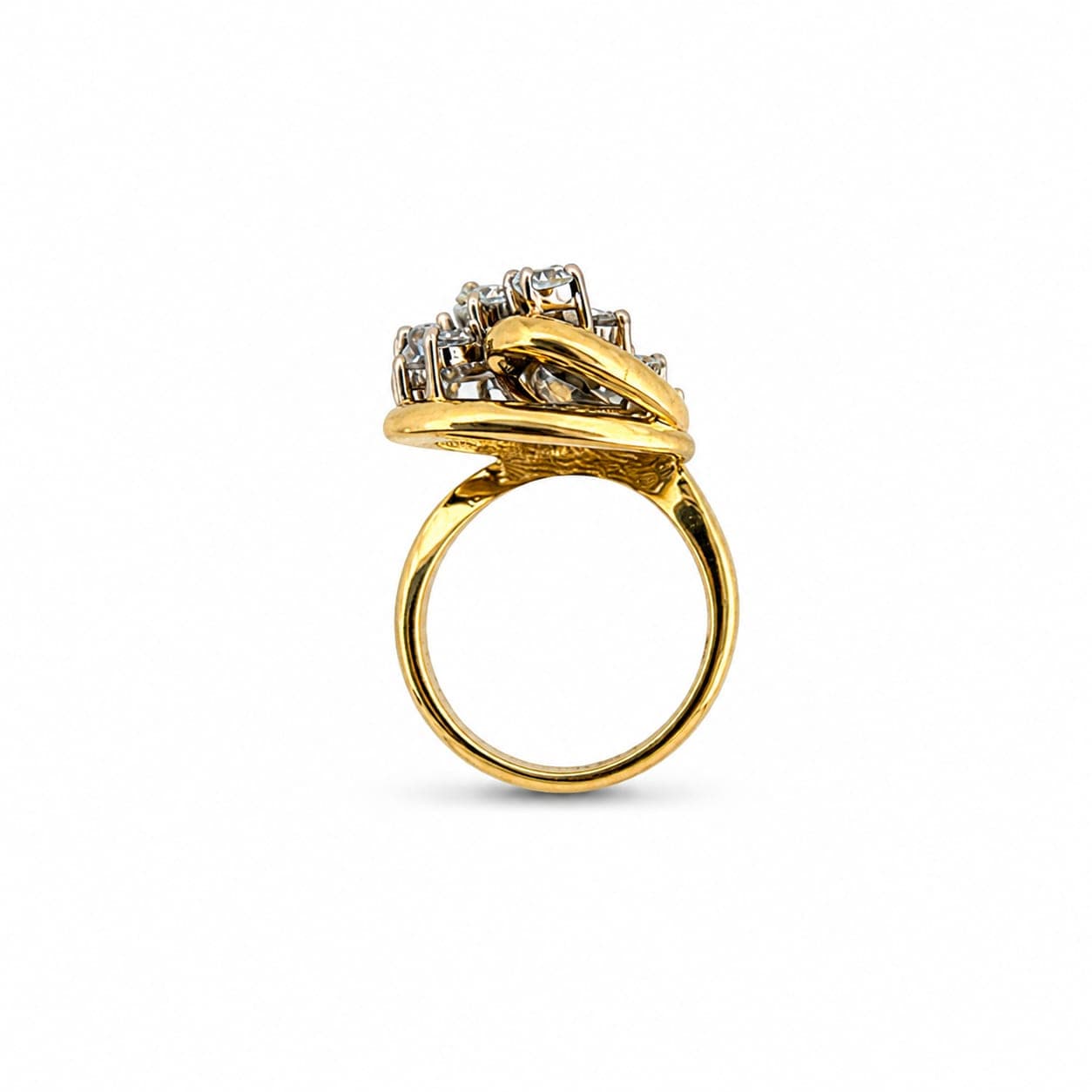 18K Yellow Gold Diamond Cluster Cocktail Ring, 2.00 ct Total Weight - Alternate view