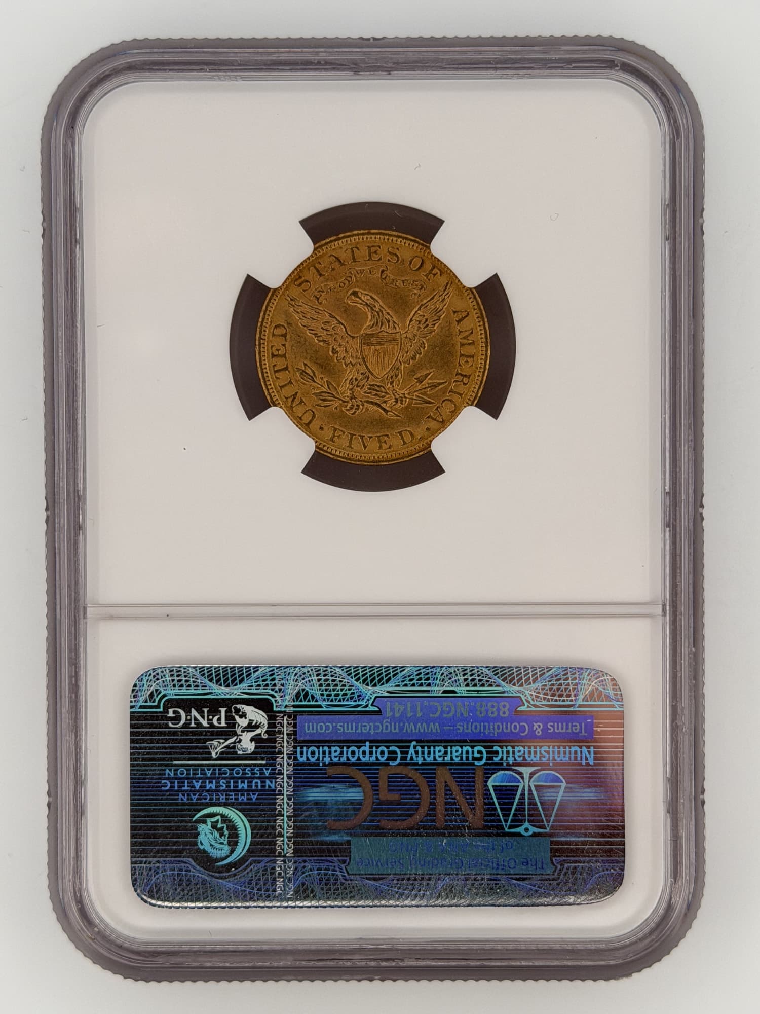 1908 Liberty Head Half Eagle $5 Gold NGC MS62 - Alternate view