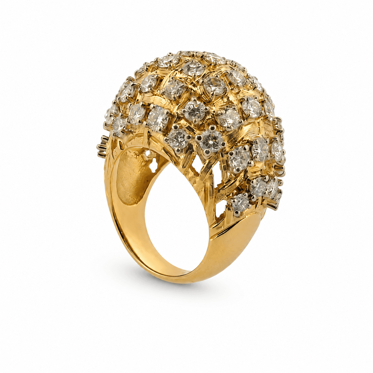 18kt Gold Diamond Cluster Dome Ring, Approx. 5ct Total Diamond Weight - Alternate view
