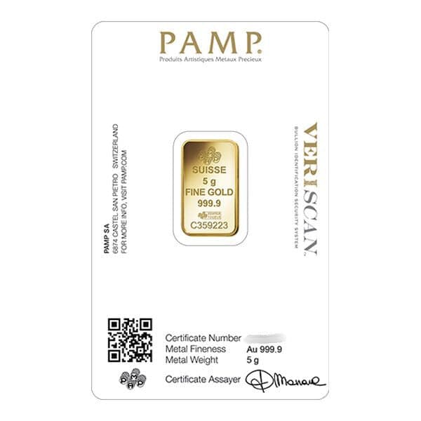 Pamp Suisse Lady Fortuna Gold Bar (In Assay) | 5 Gram - Alternate view