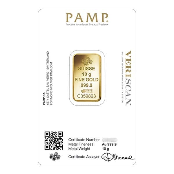 Pamp Suisse Lady Fortuna Gold Bar (In Assay) | 10 Gram - Alternate view