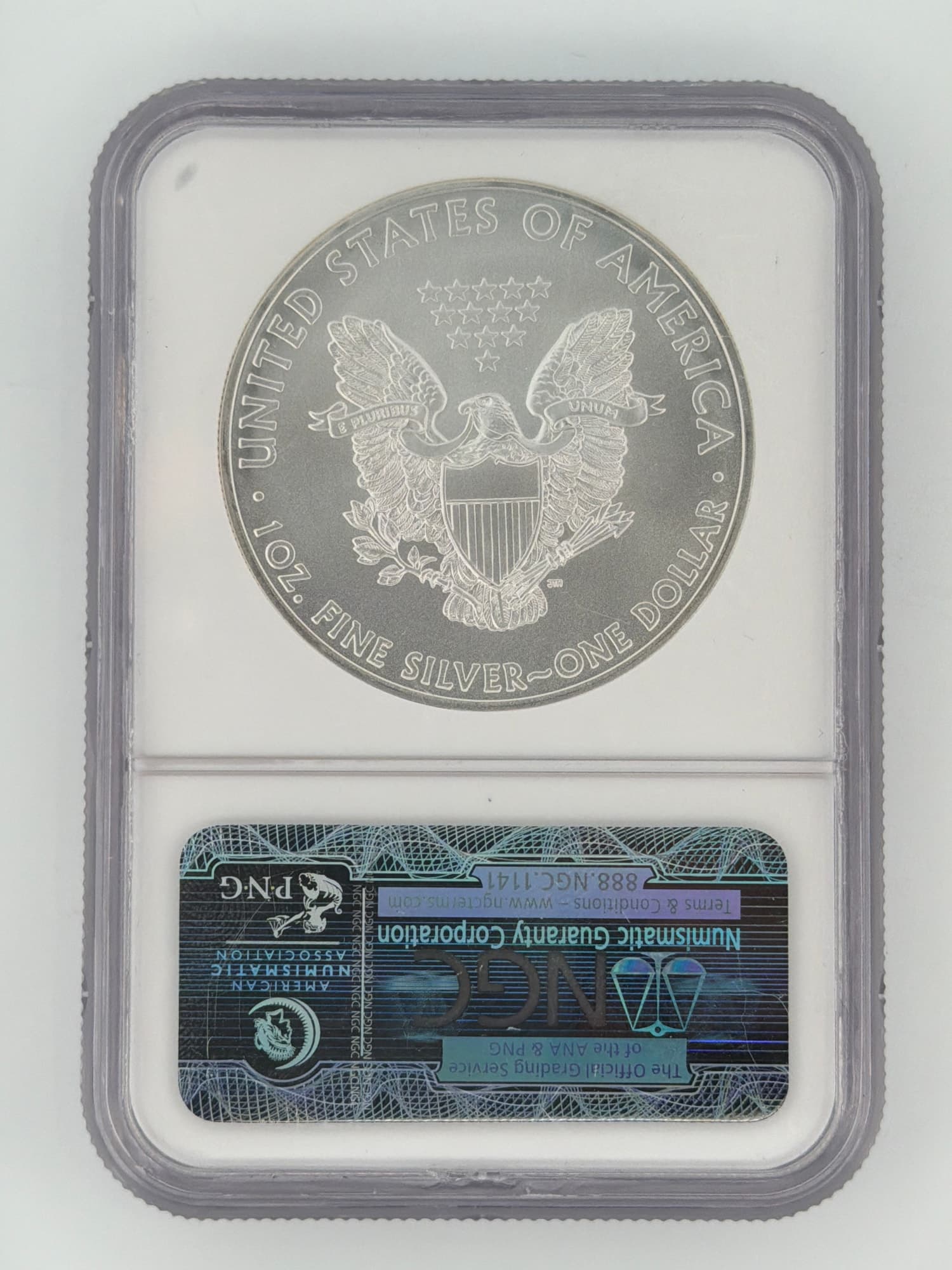 2008 American Silver Eagle $1 NGC Gem Uncirculated - Alternate view