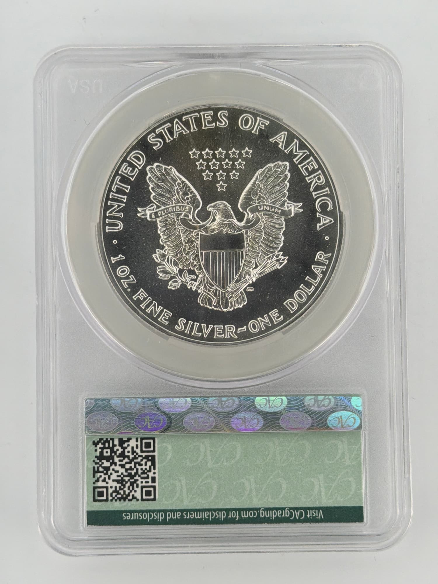 1989 American Silver Eagle $1 CAC MS69 - Alternate view
