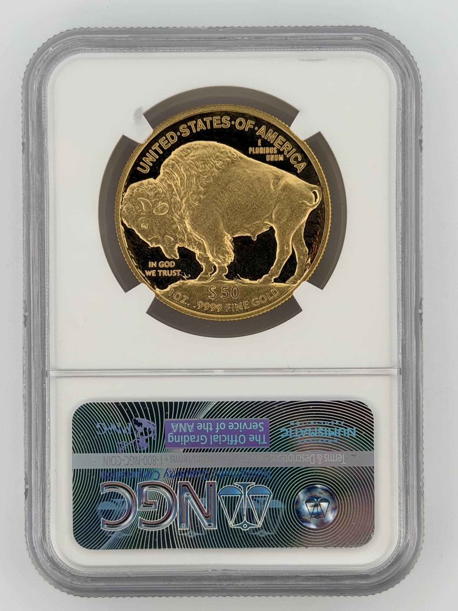 2017-W Buffalo Gold $50 (Edmund C. Moy - 38th Director US Mint - Authentic Hand-Signed) NGC PF70 Ultra Cameo - Alternate view