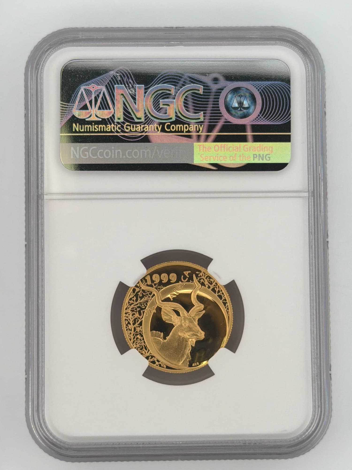 1999 South Africa 1/4 Natura Kudu Gold Proof NGC PF 69 Ultra Cameo - Alternate view