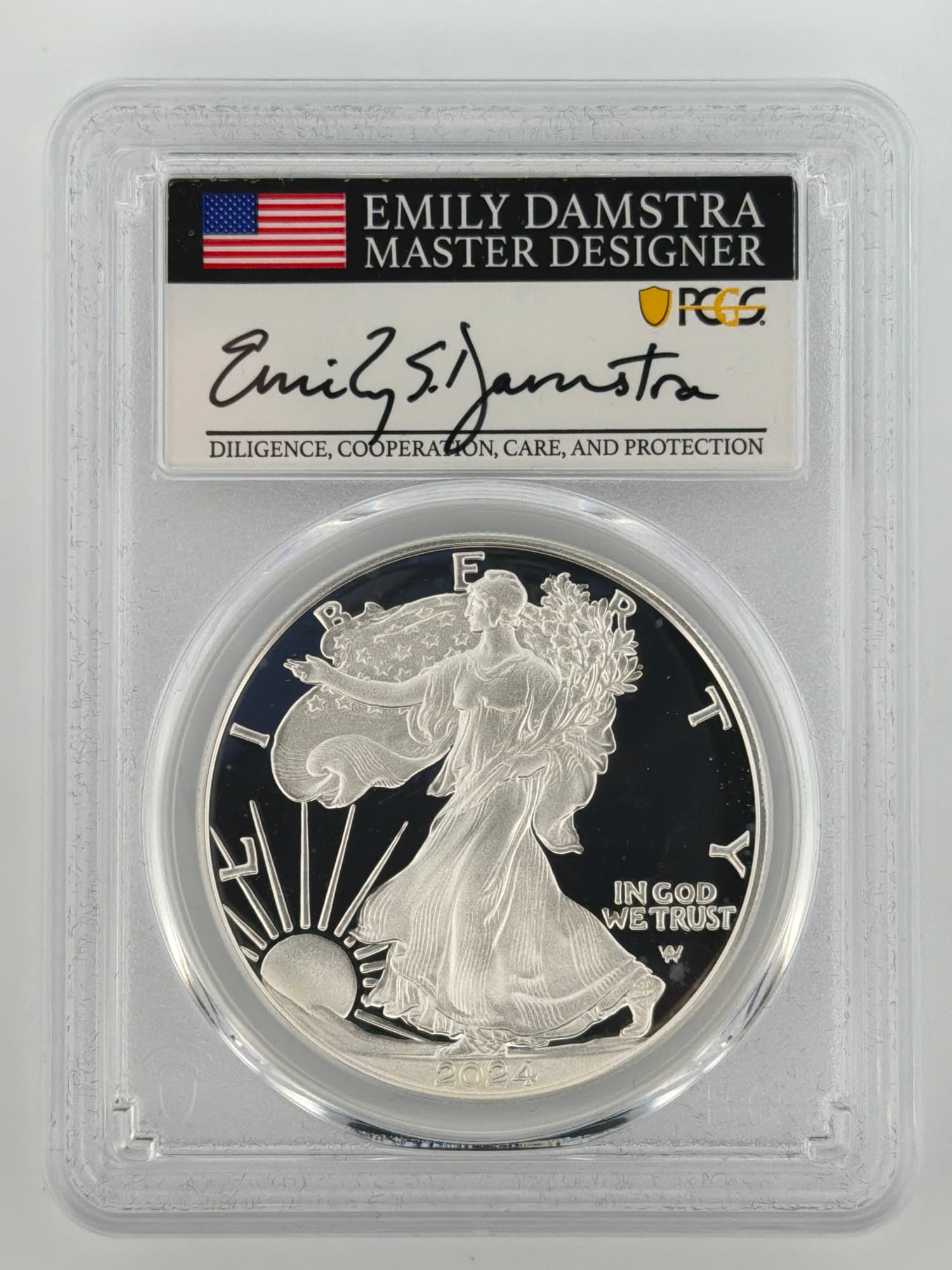 2024-W Proof Silver Eagle $1 PCGS PR70DCAM Advanced Release – Emily Damstra - Alternate view