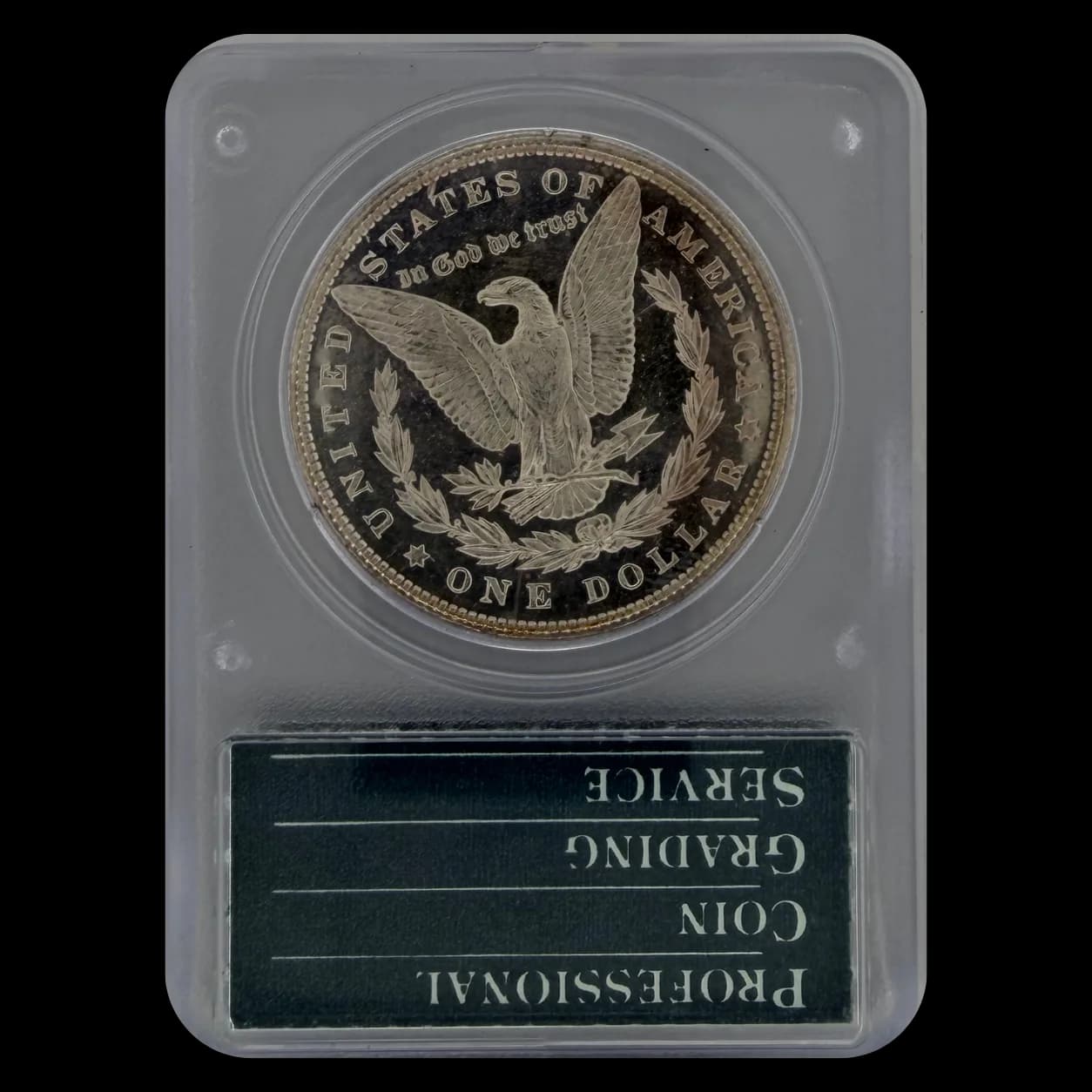 1885 Morgan Silver Dollar PCGS MS64 DMPL Rattler Holder - Alternate view
