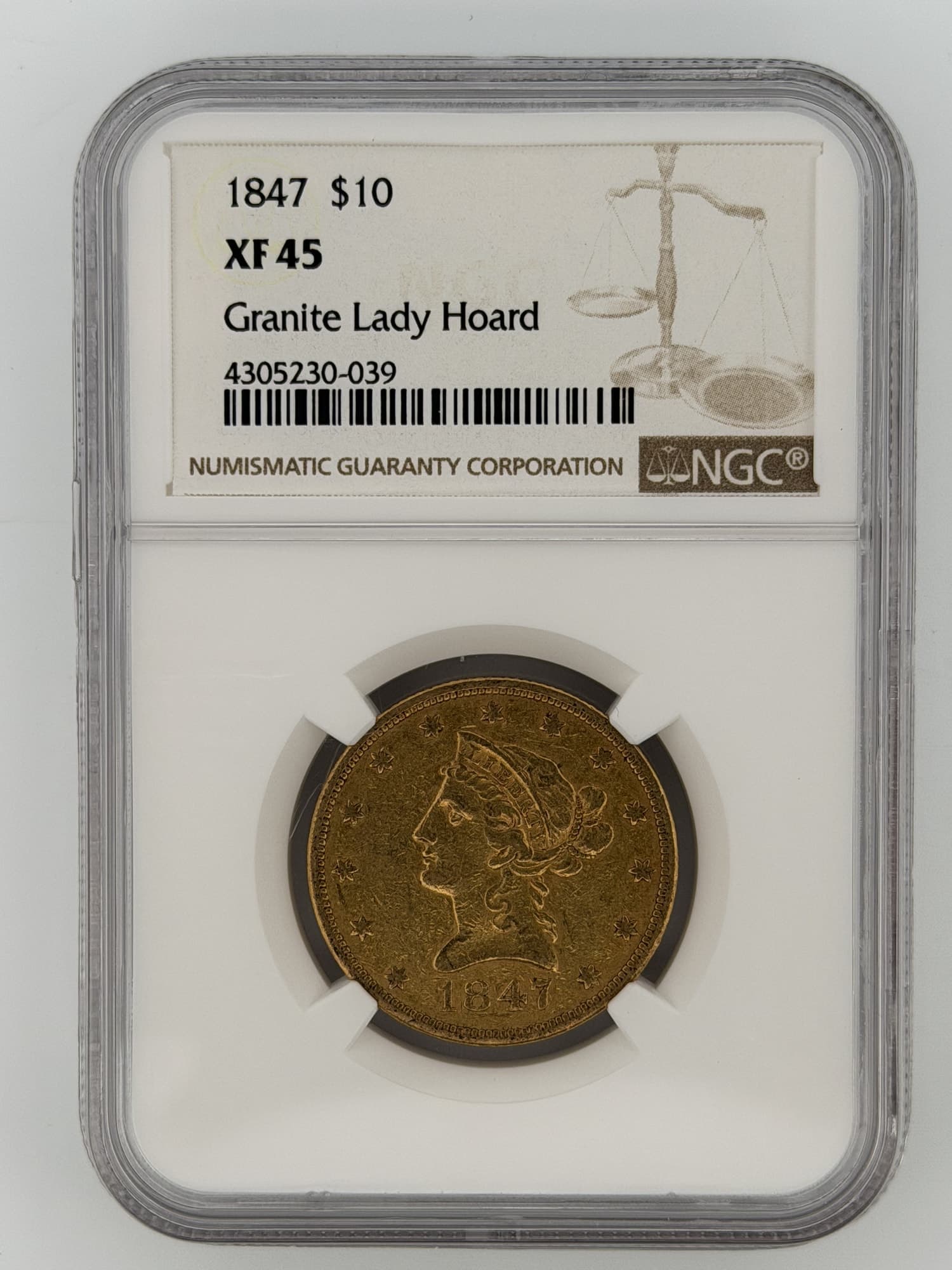 1847 Liberty Head Eagle $10 Gold (Granite Lady Hoard) NGC XF45 - $10 Liberty Eagles from Lone Star Coins