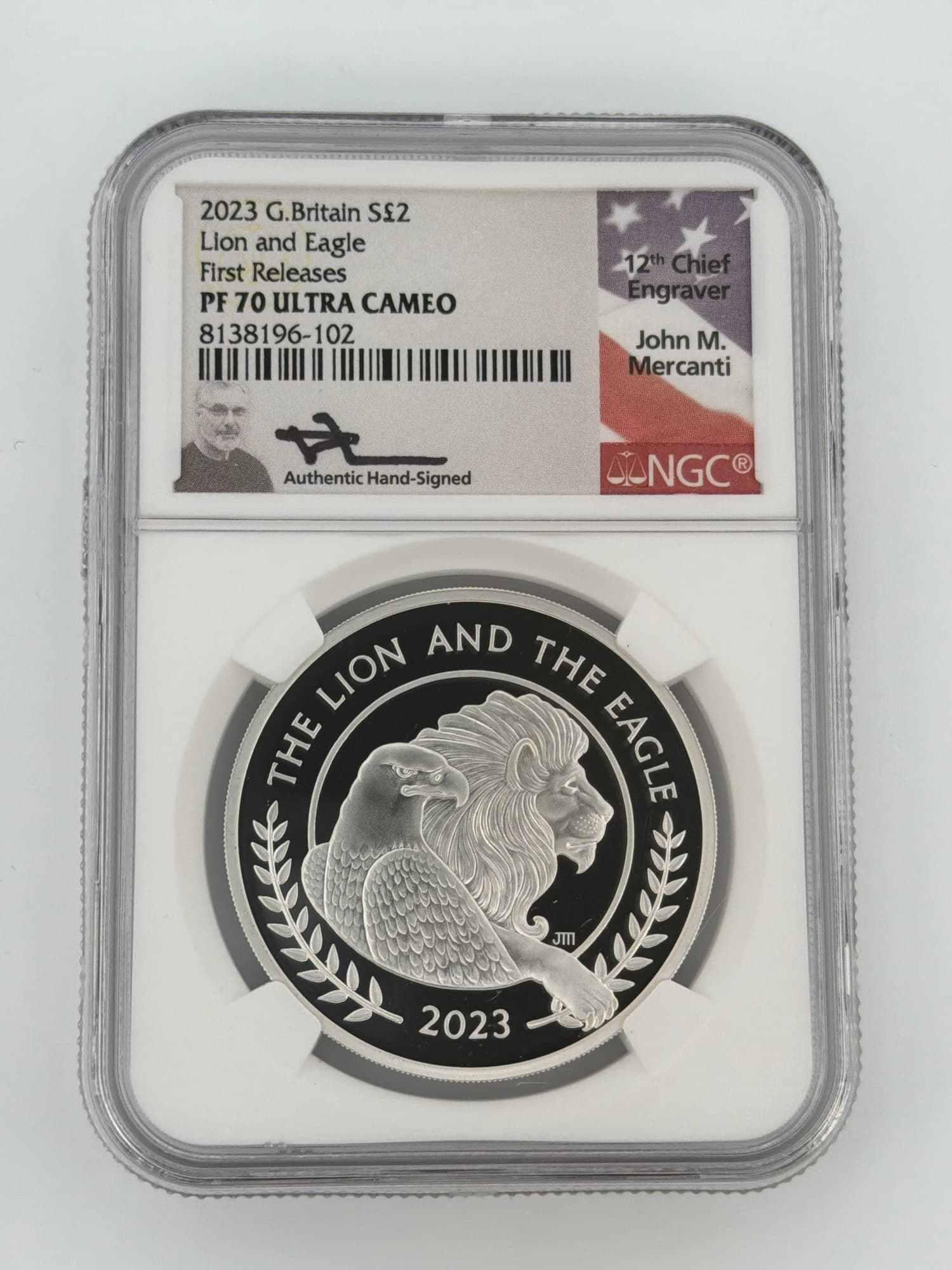 2023 Great Britain £2 Lion and the Eagle 1 oz Silver Proof NGC PF70 Ultra Cameo First Releases Mercanti Signed - Graded Silver Foreign (BU) from Lone Star Coins