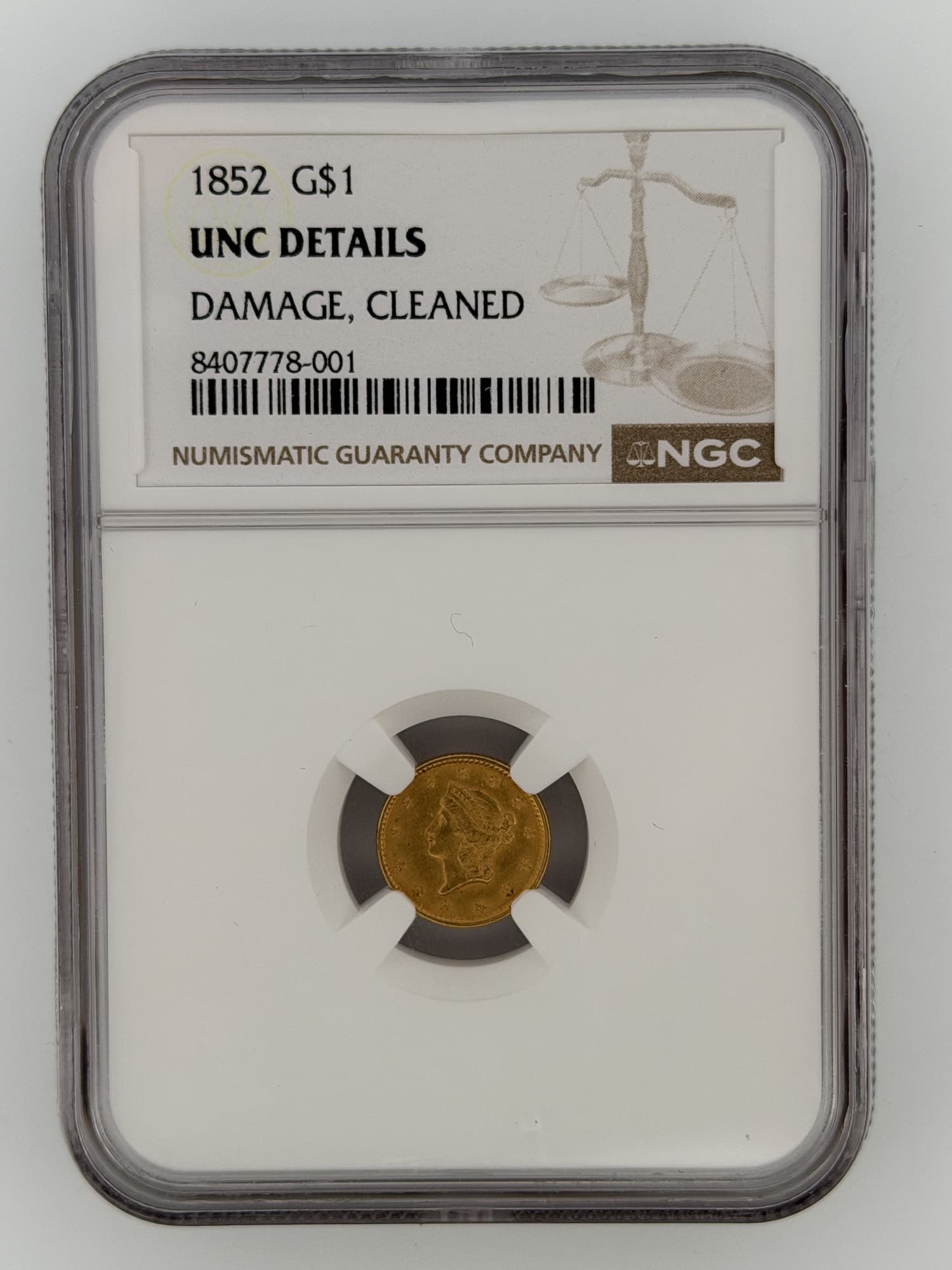 1852 Gold Dollar $1 NGC UNC Details - $1 Liberty Gold Dollars (Type 1) from Lone Star Coins