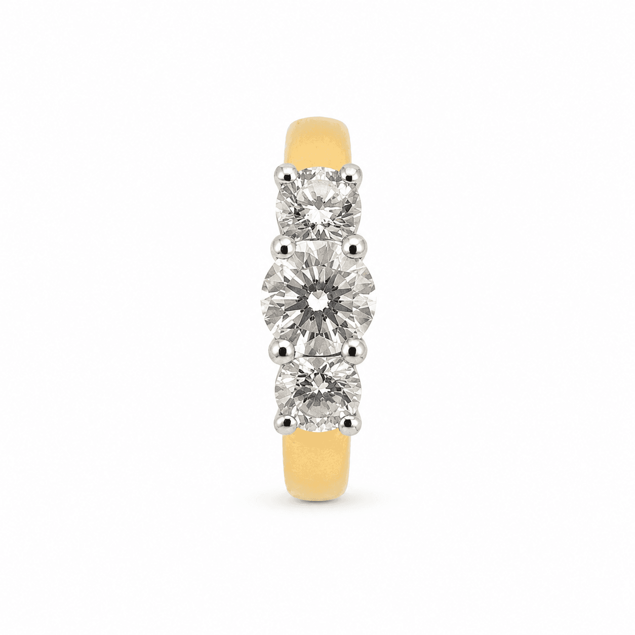 Three-Stone Diamond Ring, 1.00 ctw, Platinum Head on 18K Gold Band - Alternate view