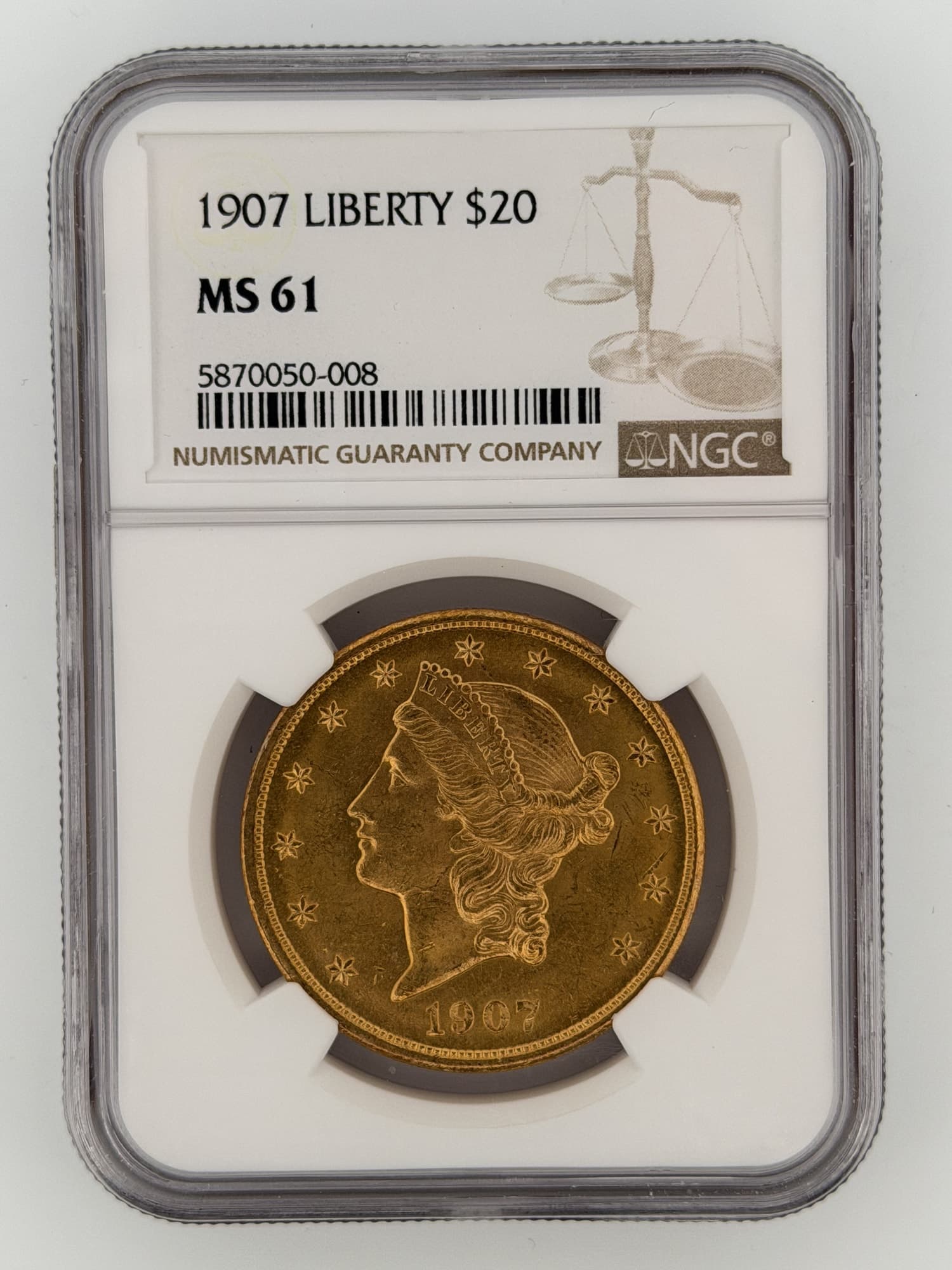 1907 Liberty Head Double Eagle $20 Gold NGC MS61 - $20 Liberty Double Eagles from Lone Star Coins