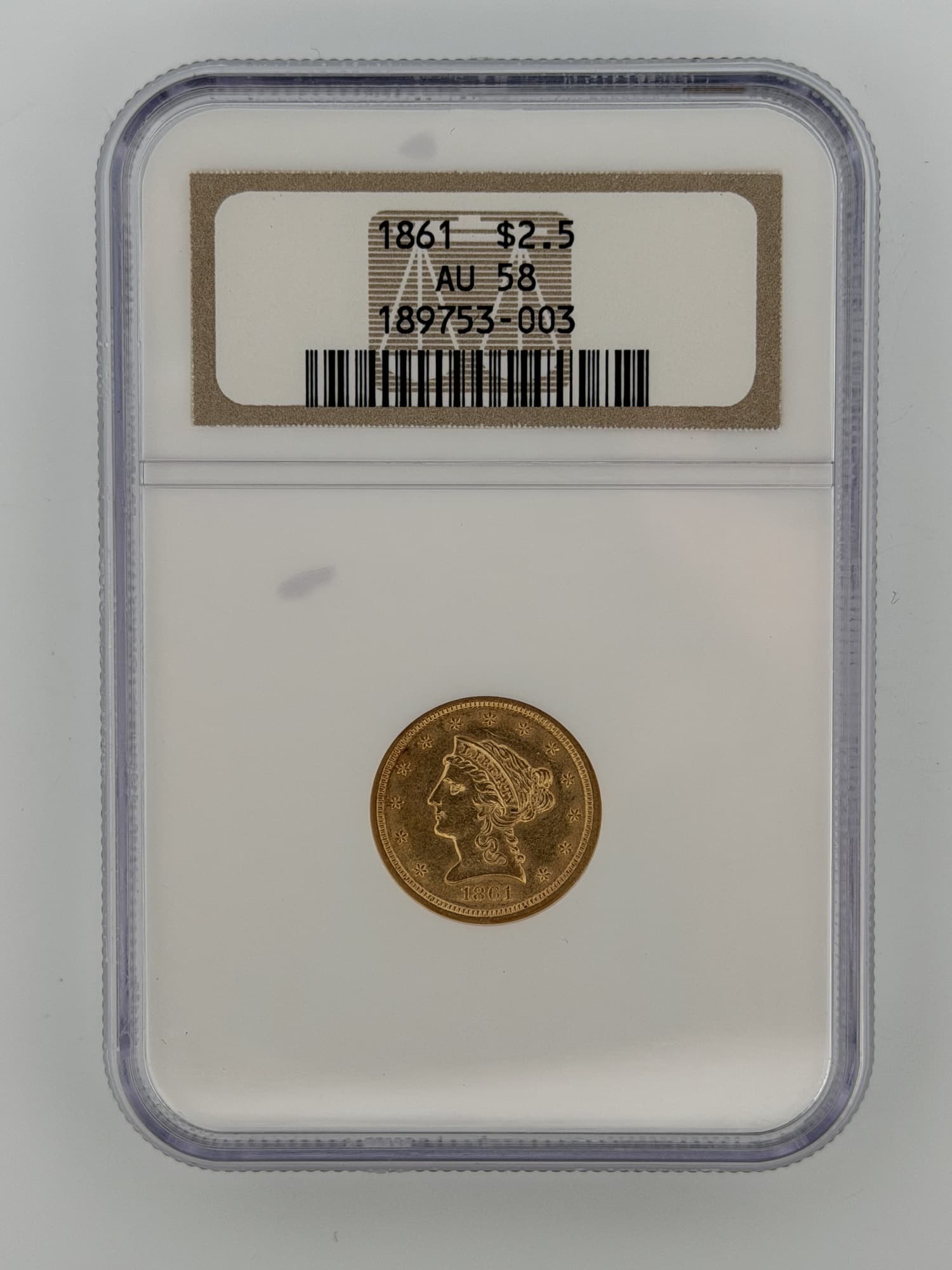1861 Liberty Head Quarter Eagle $2.50 Gold NGC AU58 - $2.5 Liberty Quarter Eagles from Lone Star Coins