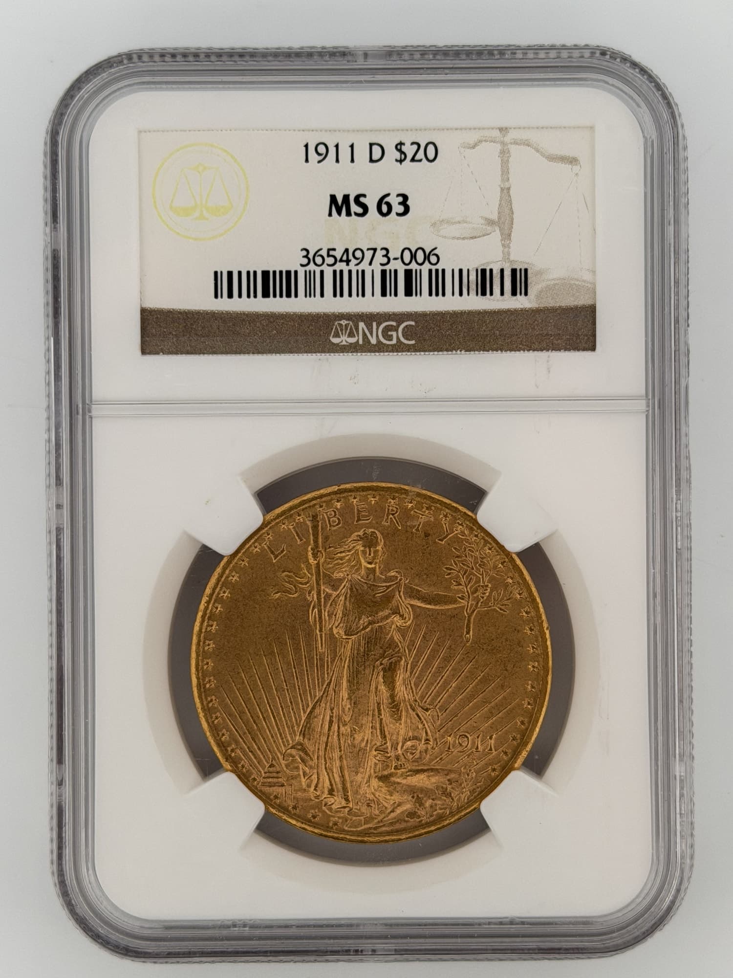 1911-D Saint-Gaudens Double Eagle $20 Gold NGC MS63 - $20 Saint-Gaudens Double Eagles from Lone Star Coins