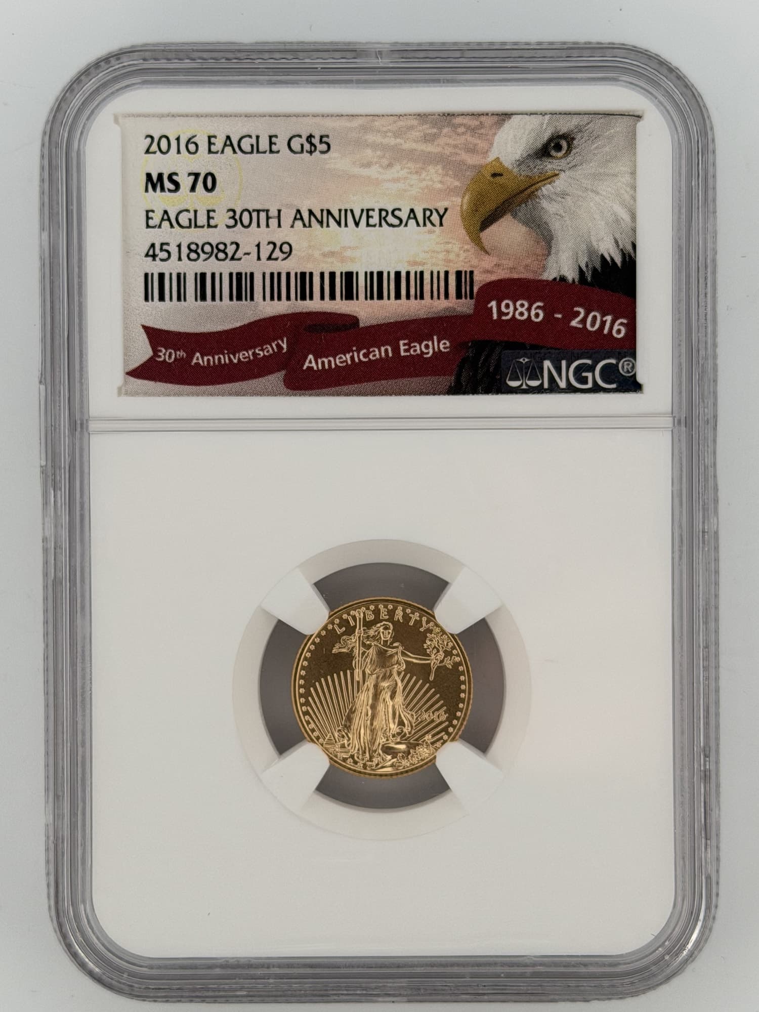 2016 American Gold Eagle 1/10 oz $5 — 30th Anniversary — NGC MS70 - Graded Gold Eagles (BU) from Lone Star Coins