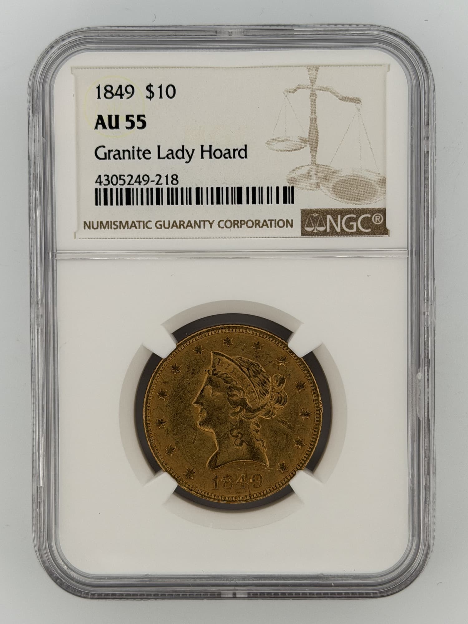 1849 Liberty Head Eagle $10 Gold (Granite Lady Hoard) NGC AU55 - $10 Liberty Eagles from Lone Star Coins