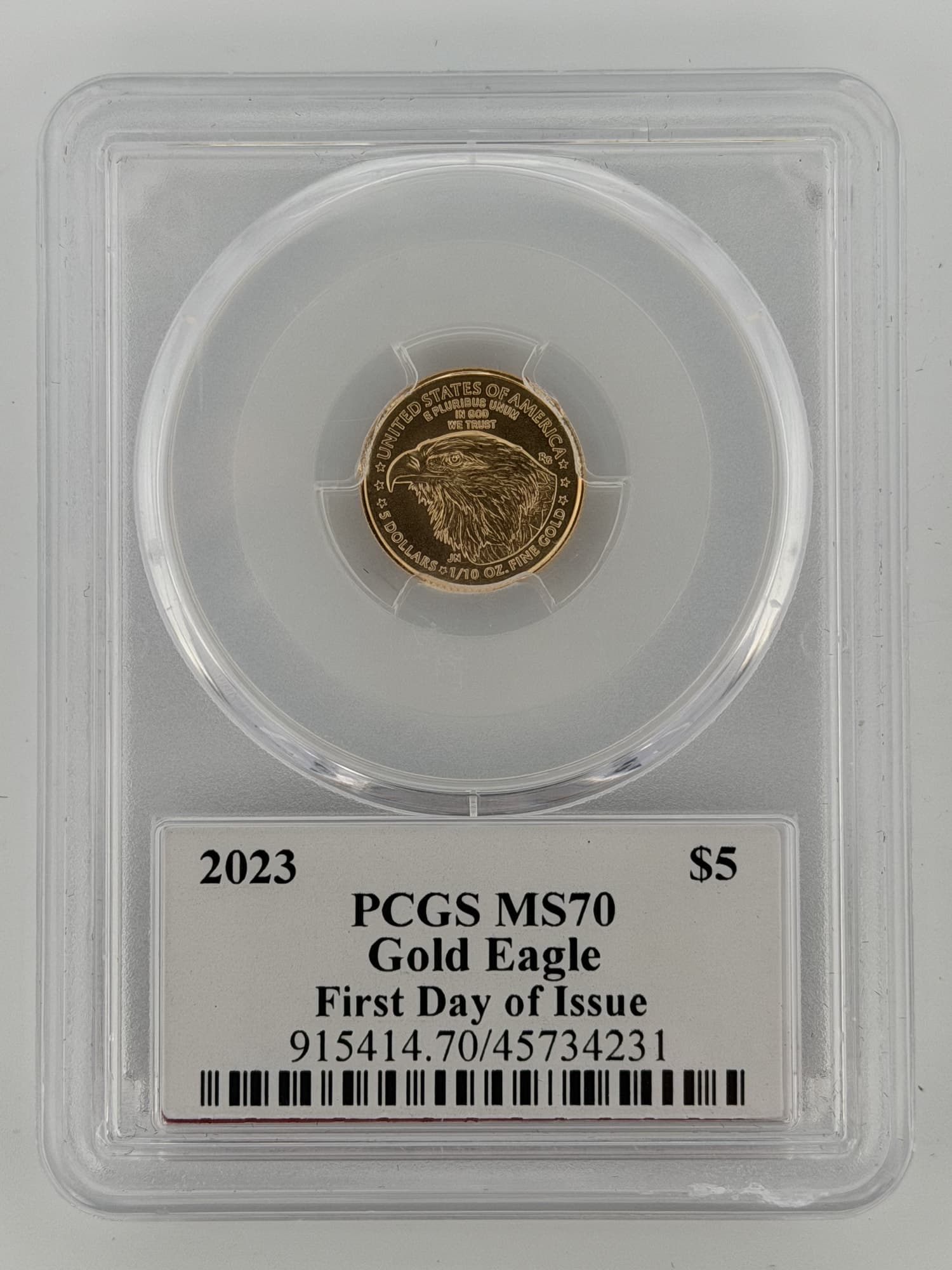 2023 American Gold Eagle 1/10 oz $5 PCGS MS70 First Day of Issue – John Dannreuther - Graded Gold Eagles (BU) from Lone Star Coins