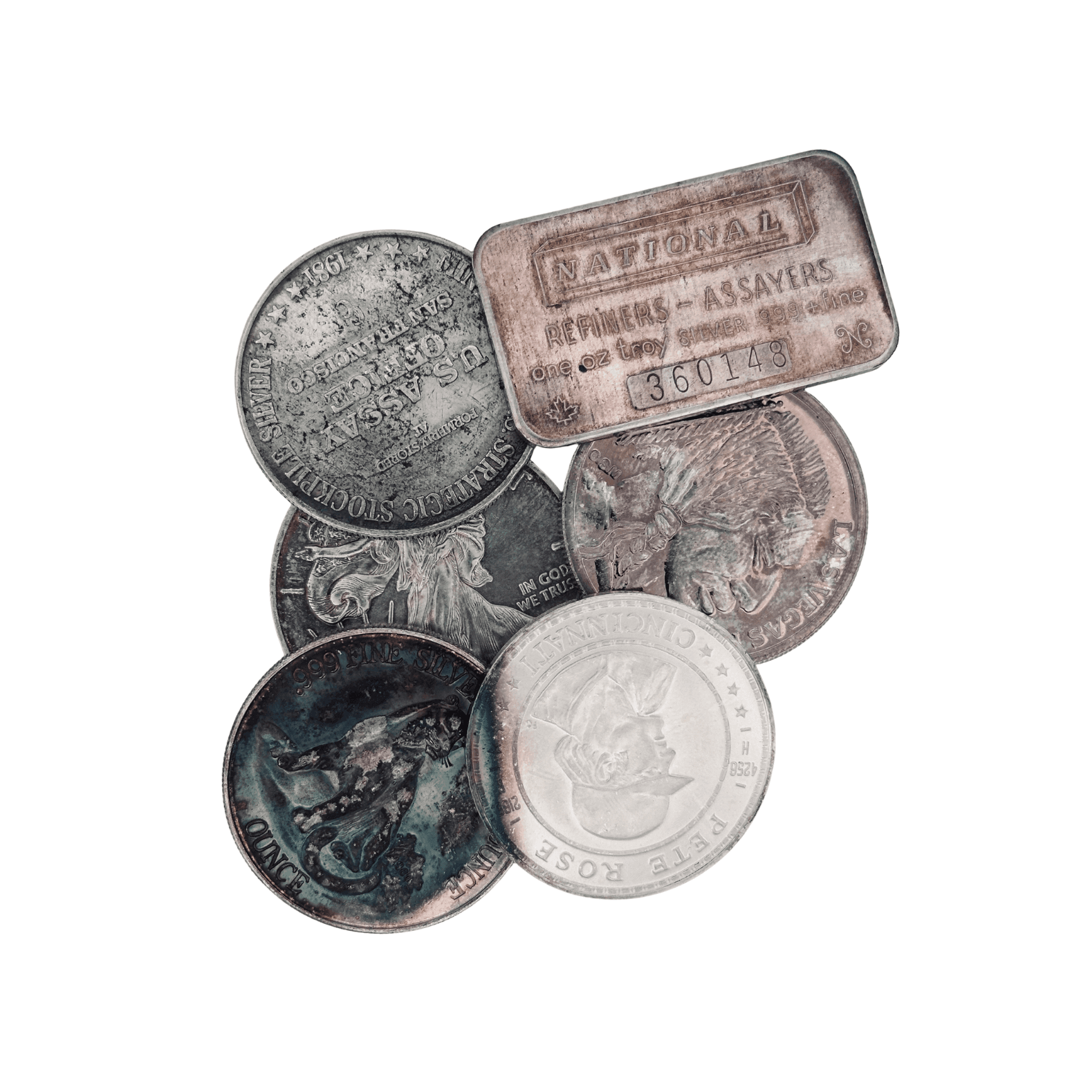 AT SPOT! 1 oz .999 Fine Silver Round or Bar - Dealer's Choice, Toned, Scruffy, Spotted, Milky - Rounds from Lone Star Coins