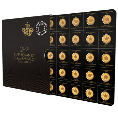 2021 25x 1 gram Gold Maple Leafs Maplegram25™ | In Assay Sleeve